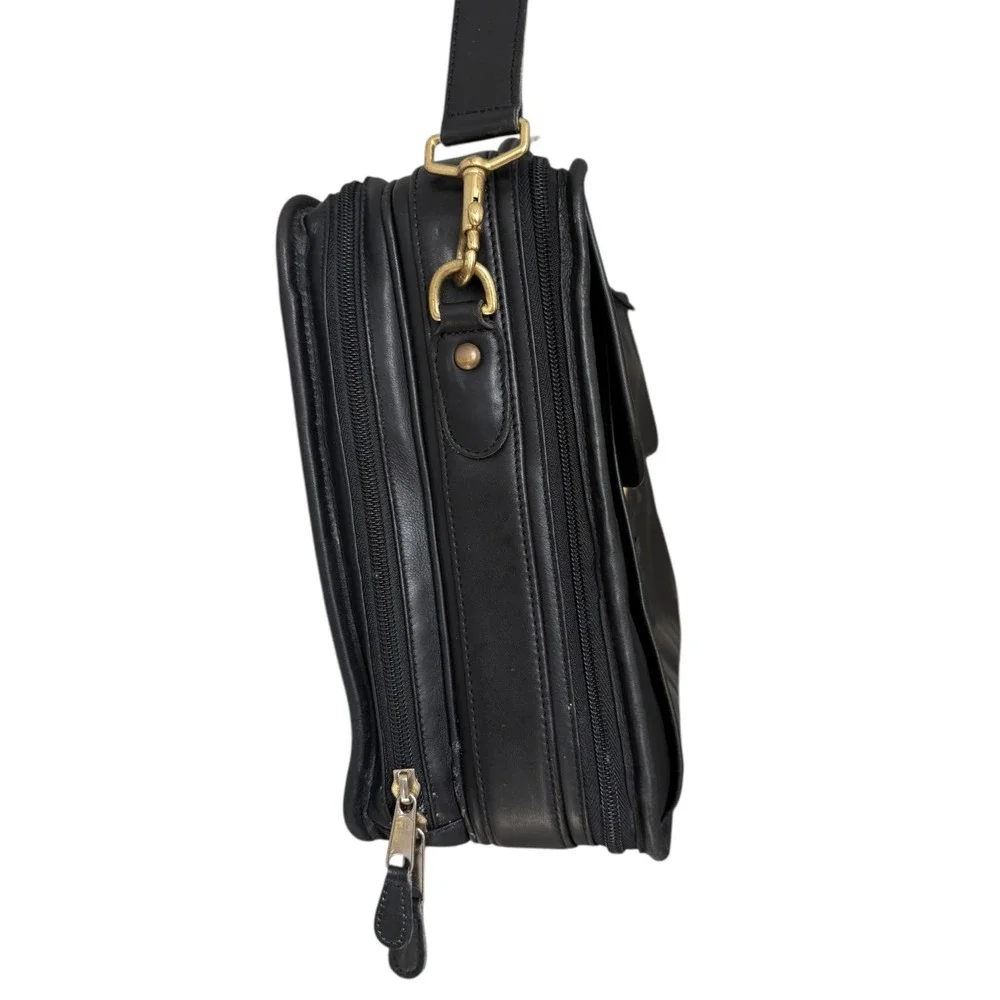 Coach Vintage Black Glove Tanned Leather 0537 Laptop Messenger Bag Case Luggage
